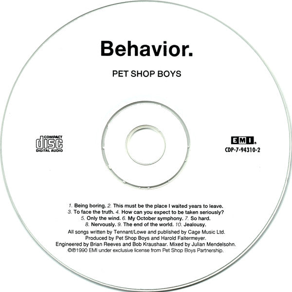 Pet Shop Boys : Behavior (CD, Album, Cap)