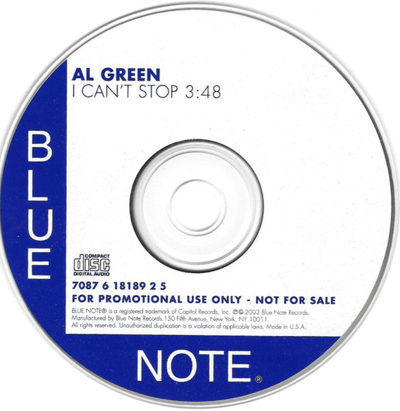 Al Green : I Can't Stop (CD, Single, Promo)