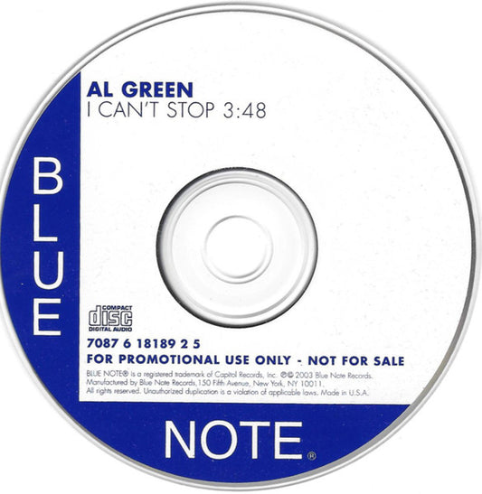 Al Green : I Can't Stop (CD, Single, Promo)