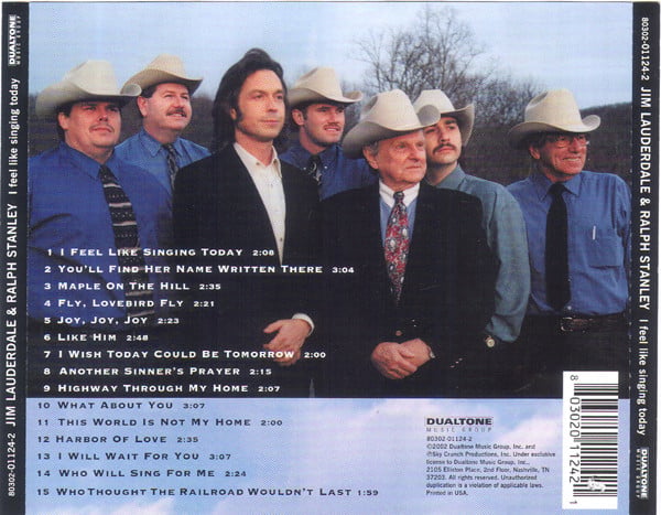 Jim Lauderdale, Ralph Stanley And The Clinch Mountain Boys : I Feel Like Singing Today (CD, Album, RE)