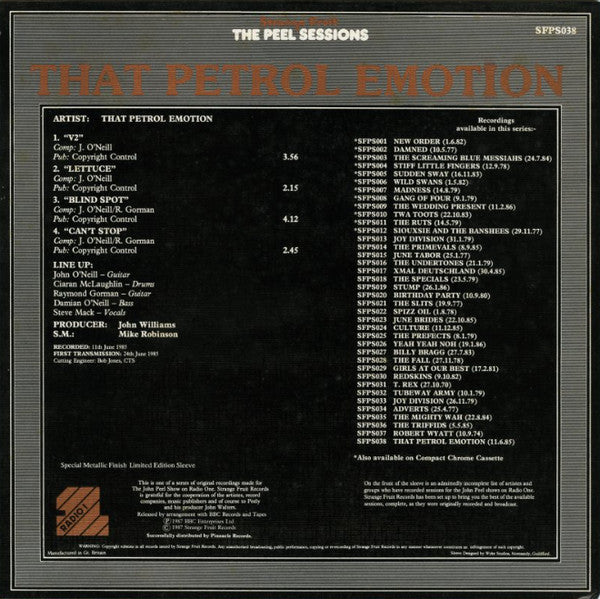 That Petrol Emotion : The Peel Sessions (12", Ltd)