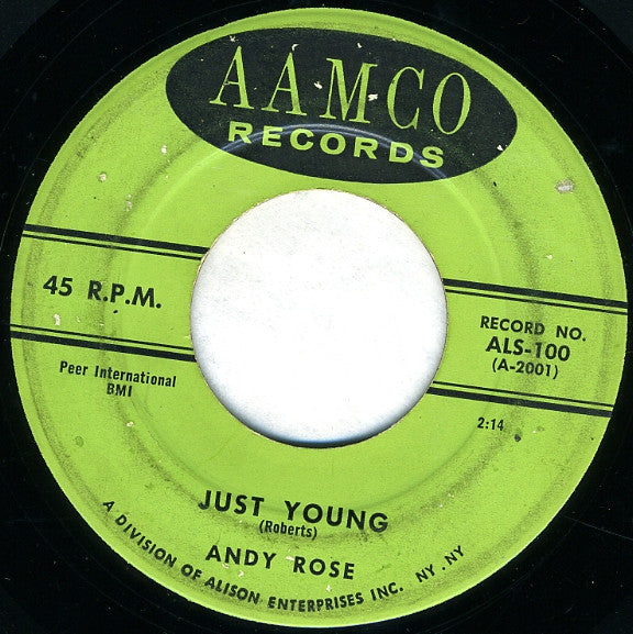 Andy Rose (5) : Just Young (7", Single, Mono)