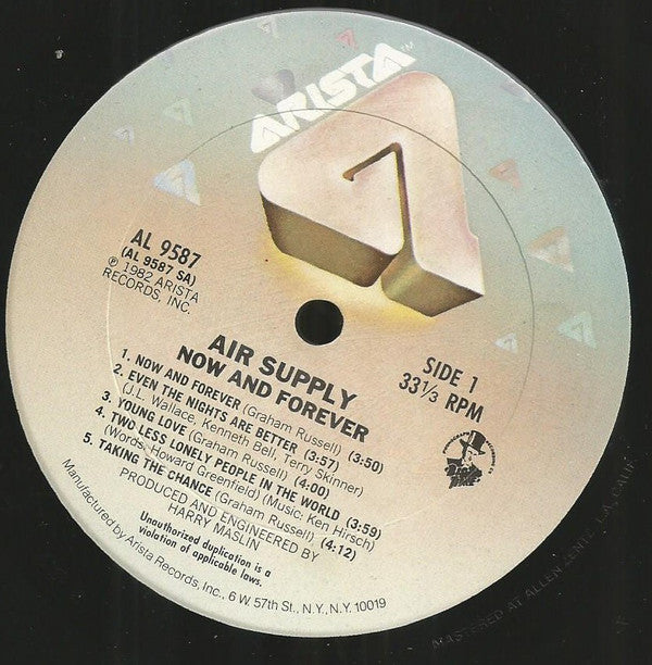 Air Supply : Now And Forever (LP, Album, Pit)