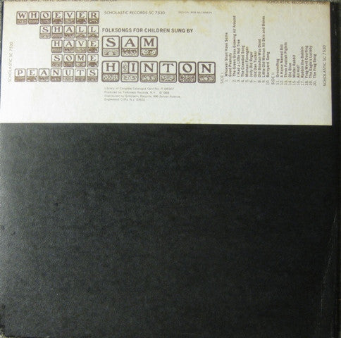 Sam Hinton : Whoever Shall Have Some Good Peanuts (And Other Folk Songs For Children) (LP, Album, RE)