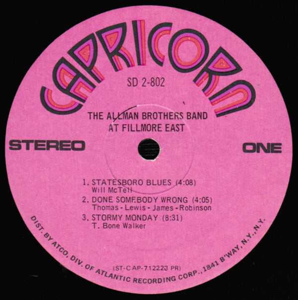 The Allman Brothers Band : The Allman Brothers Band At Fillmore East (2xLP, Album, PR )