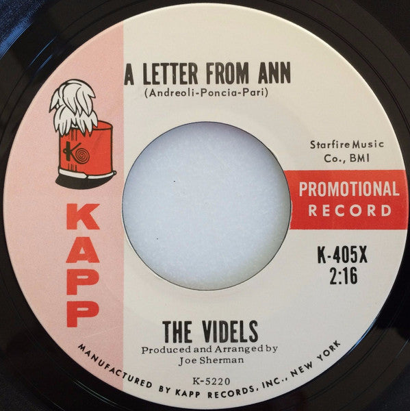 The Videls : A Letter From Ann / This Year's "Mister New" (7", Promo)