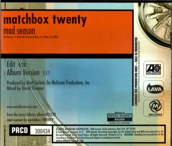 Matchbox Twenty : Mad Season (CD, Single, Promo)
