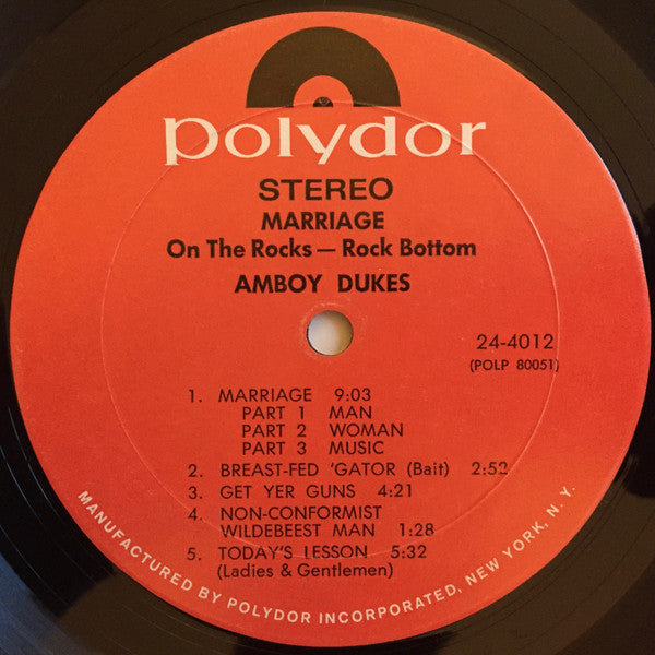 The Amboy Dukes : Marriage On The Rocks - Rock Bottom (LP, Album, Mon)