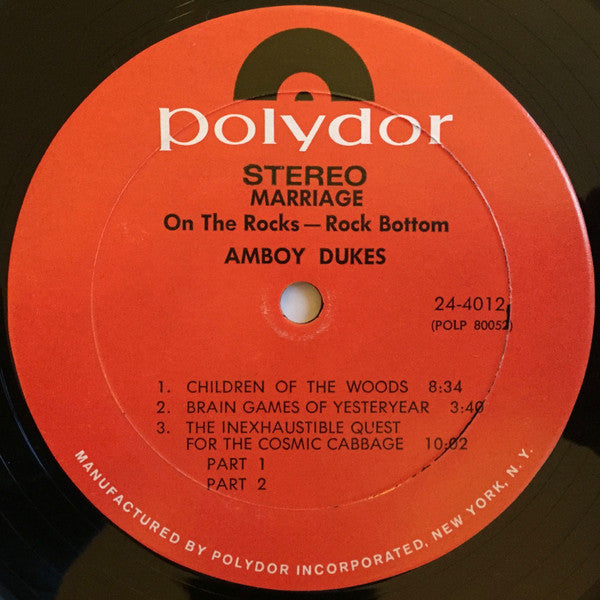 The Amboy Dukes : Marriage On The Rocks - Rock Bottom (LP, Album, Mon)