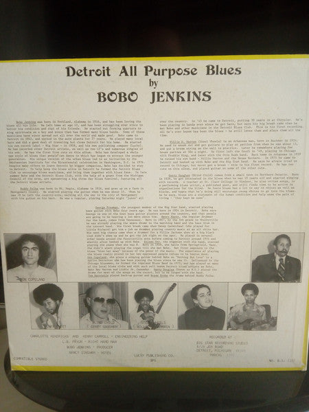 Bobo Jenkins With The Big Star Band / Various : Detroit All Purpose Blues (LP, Comp)