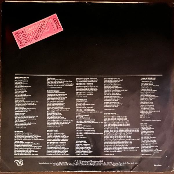 Eric Clapton : Another Ticket (LP, Album, M/Print, Promo)