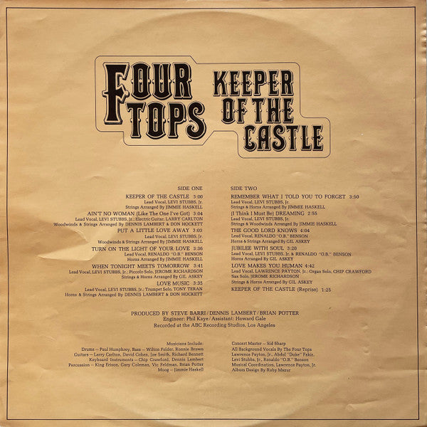 Four Tops : Keeper Of The Castle (LP, Album, San)