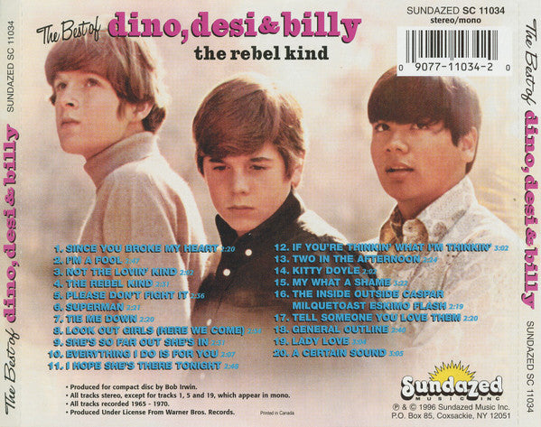 Dino, Desi & Billy : The Best Of Dino, Desi & Billy The Rebel Kind (CD, Comp, Mono)