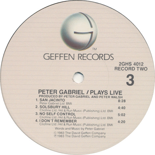 Peter Gabriel : Plays Live (2xLP, Album, Win)