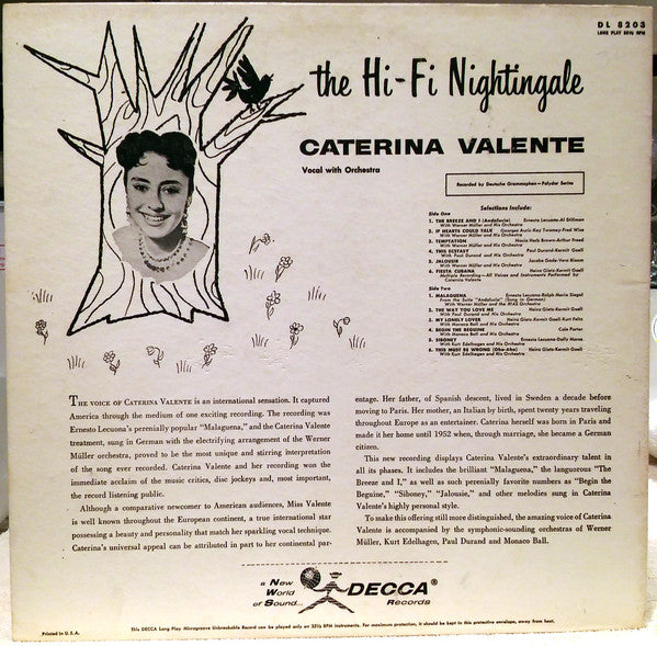 Caterina Valente : The Hi-Fi Nightingale... (LP, Album, Mono)