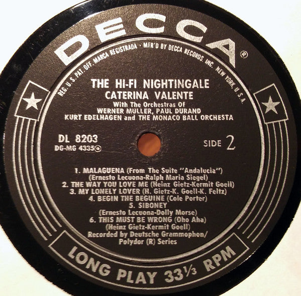 Caterina Valente : The Hi-Fi Nightingale... (LP, Album, Mono)