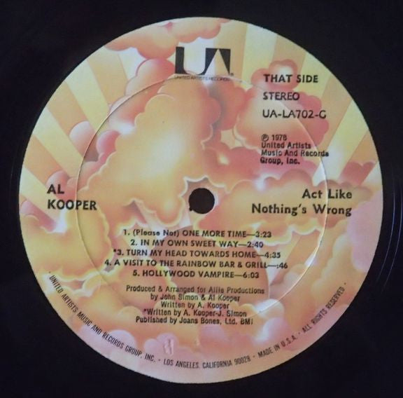 Al Kooper : Act Like Nothing's Wrong (LP, Album, RE, All)