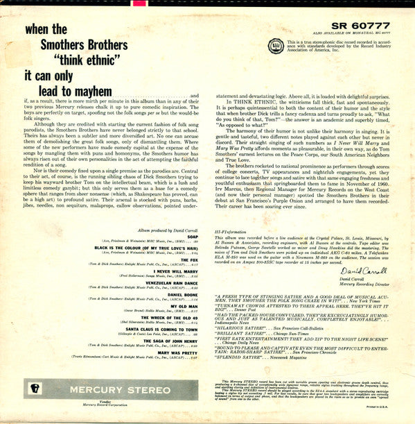 Smothers Brothers : (Think Ethnic!) (LP, Album, RIA)