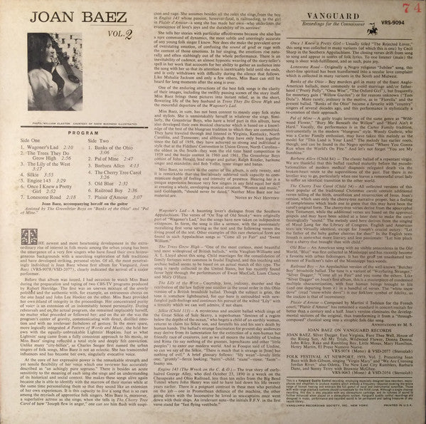 Joan Baez : Joan Baez Vol. 2 (LP, Album, Mono, Ric)