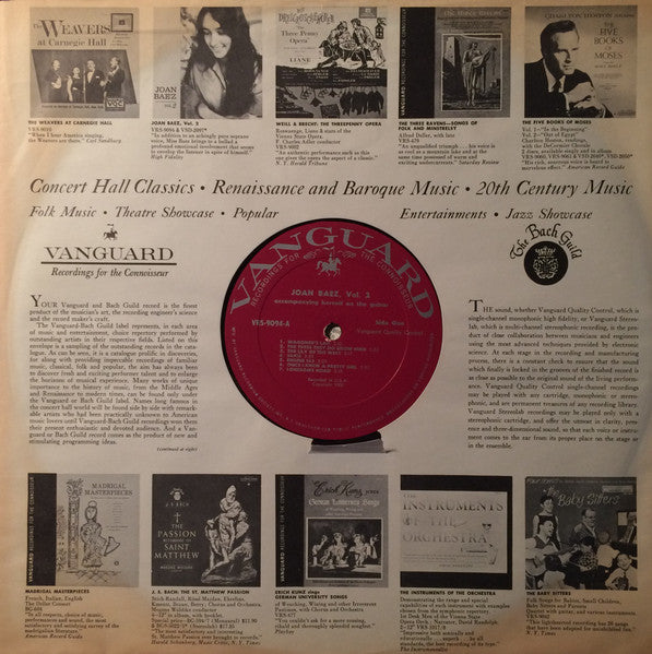 Joan Baez : Joan Baez Vol. 2 (LP, Album, Mono, Ric)