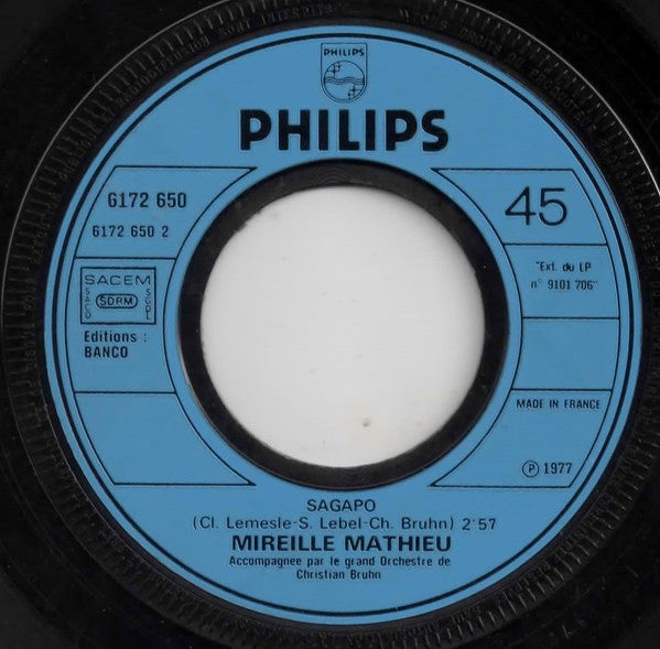 Mireille Mathieu : Mille Colombes / Sagapo (7", Single)