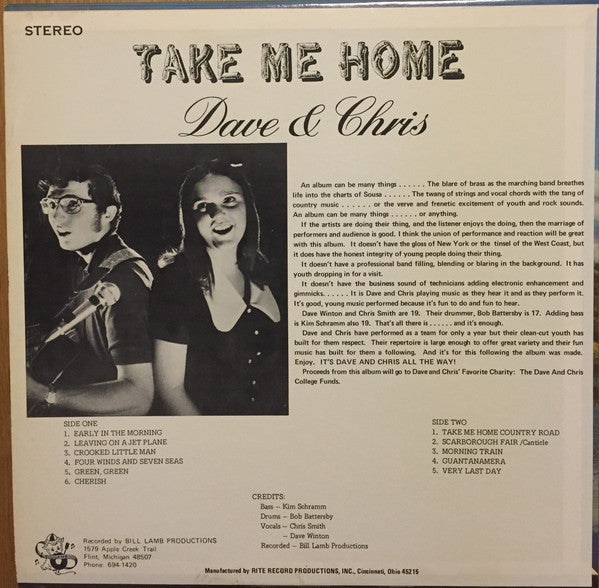 Dave & Chris : Take Me Home (LP)