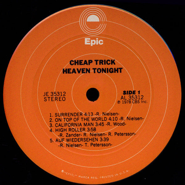 Cheap Trick : Heaven Tonight (LP, Album, Ter)