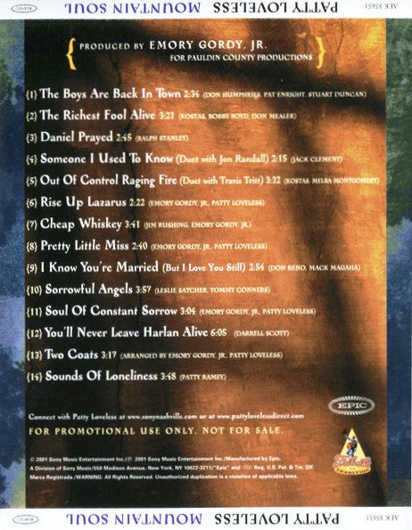 Patty Loveless : Mountain Soul (CD, Album, Promo)
