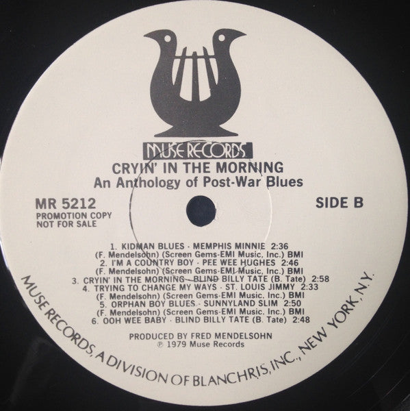 Various : Cryin' In The Morning - An Anthology Of Post-War Blues (LP, Comp, Promo)