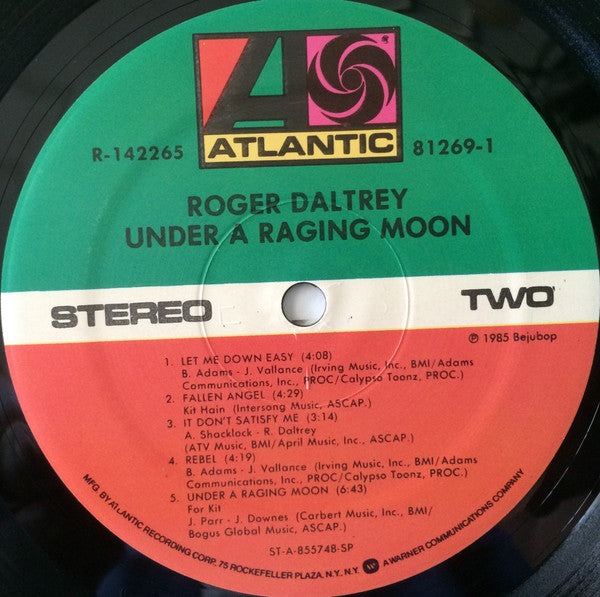 Roger Daltrey : Under A Raging Moon (LP, Album, Club)