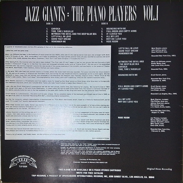Various : Jazz Giants - The Piano Players Vol. I 1955 (LP, Album, Mono)