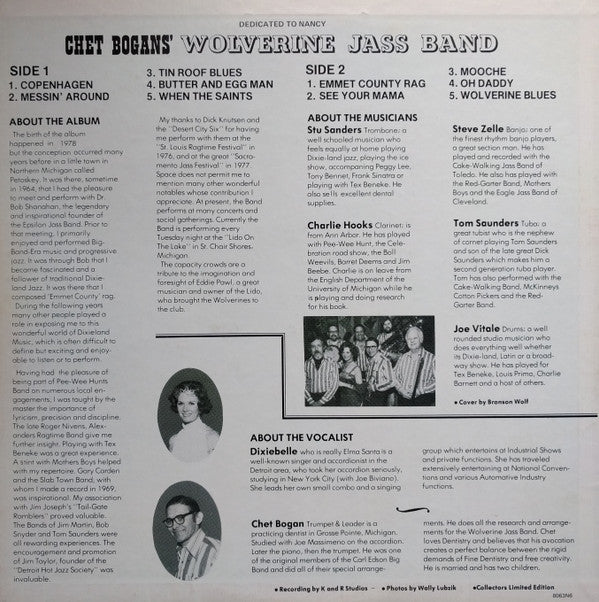 Chet Bogans' Wolverine Jass Band : Featuring Dixiebelle Volume I (LP)