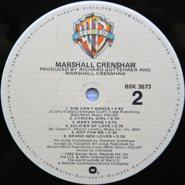 Marshall Crenshaw : Marshall Crenshaw (LP, Album, Los)