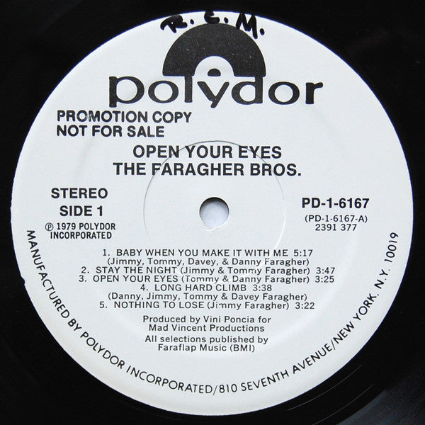 Faragher Bros : Open Your Eyes (LP, Album, Promo)