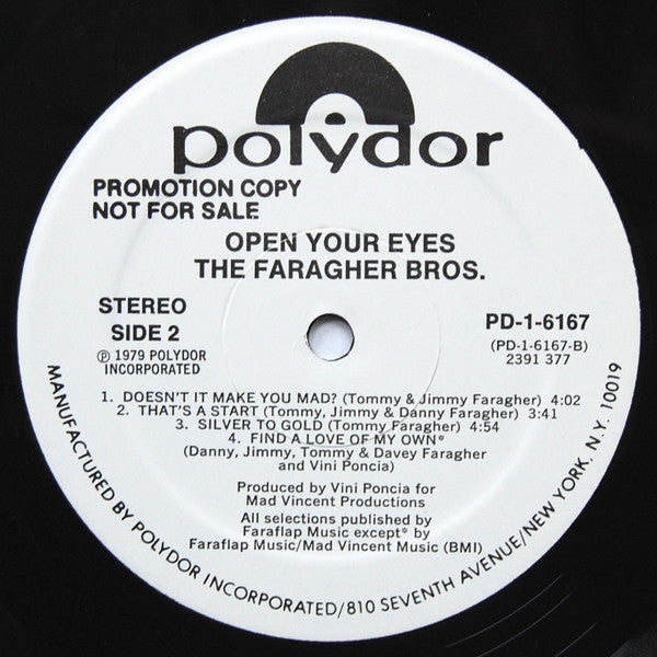 Faragher Bros : Open Your Eyes (LP, Album, Promo)
