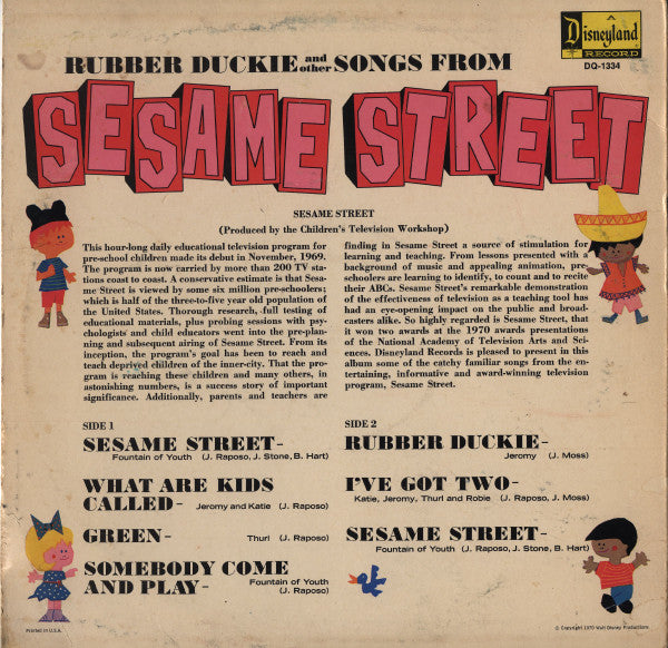 Various : Rubber Duckie And Other Songs From Sesame Street (LP, Album)