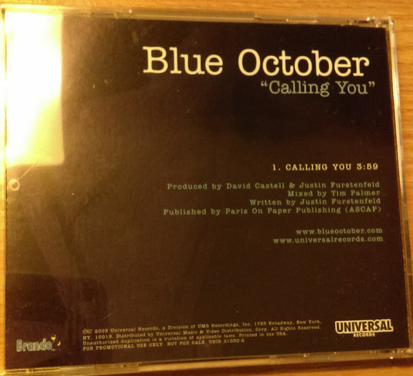 Blue October (2) : Calling You (CD, Single, Promo)