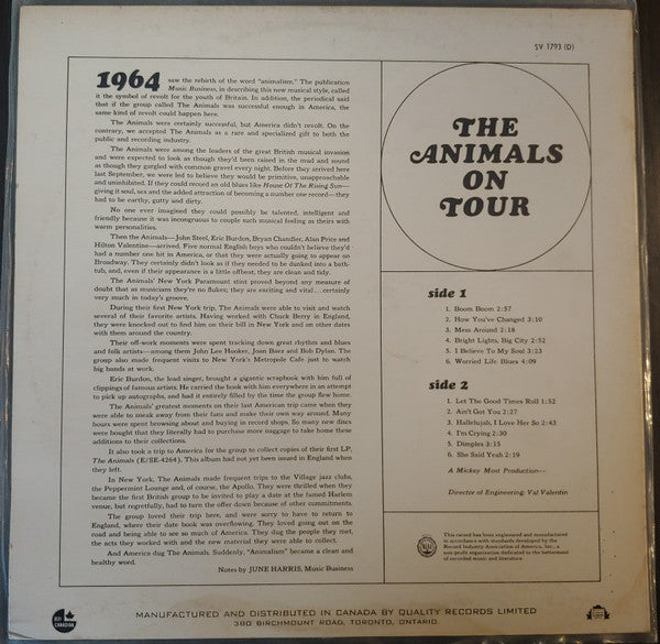 The Animals : The Animals On Tour (LP, Album)