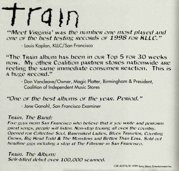 Train (2) : Meet Virginia (CD, Single, Promo)