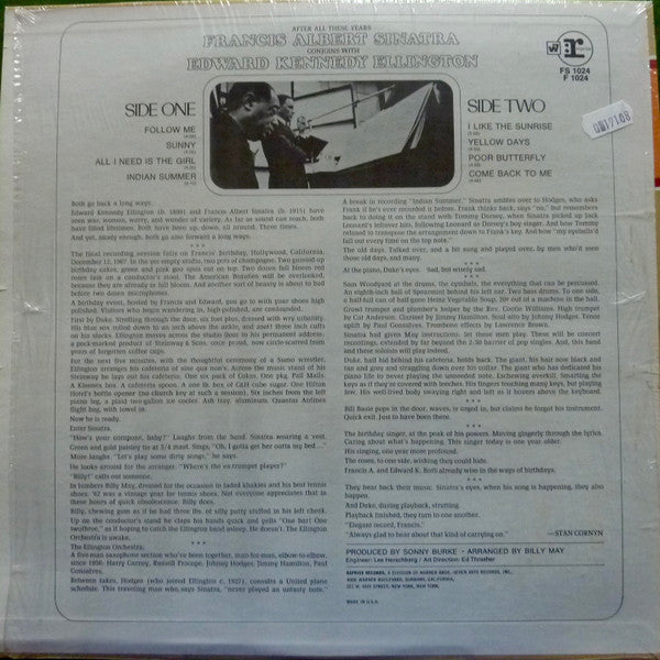 Frank Sinatra - Duke Ellington : Francis A. & Edward K. (LP, Album, RE, Win)