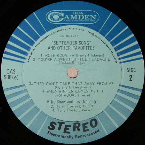 Artie Shaw And His Orchestra : "September Song" And Other Favorites (LP, Comp)