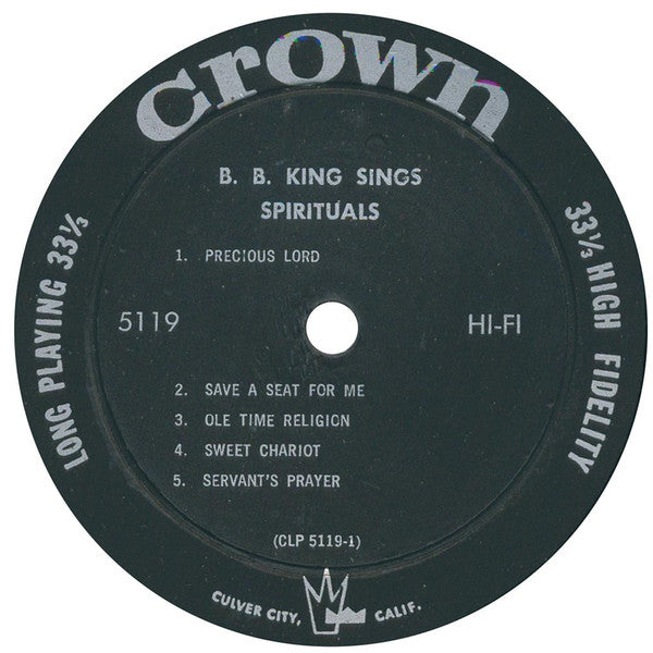 B.B. King : B. B. King Sings Spirituals (LP, Album, Mono)