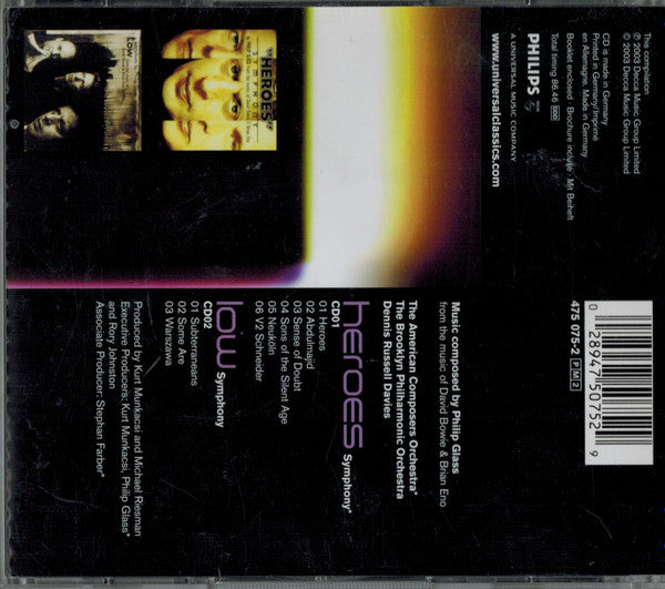 Philip Glass, David Bowie, Brian Eno : Heroes • Low Symphonies (From The Music Of David Bowie & Brian Eno) (CD, Album, RE + CD, Album, RE + Comp)