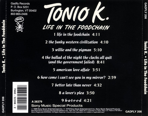 Tonio K. : Life In The Foodchain (CD, Album, RE)