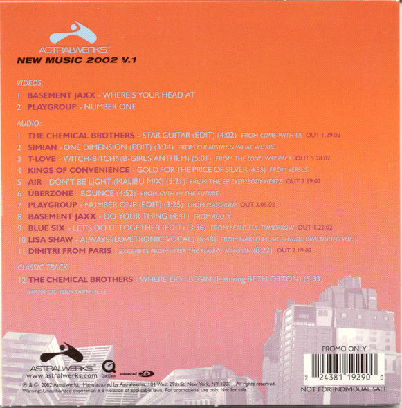 Various : Astralwerks New Music 2002 V.1 (CD, Comp, Enh, Promo)