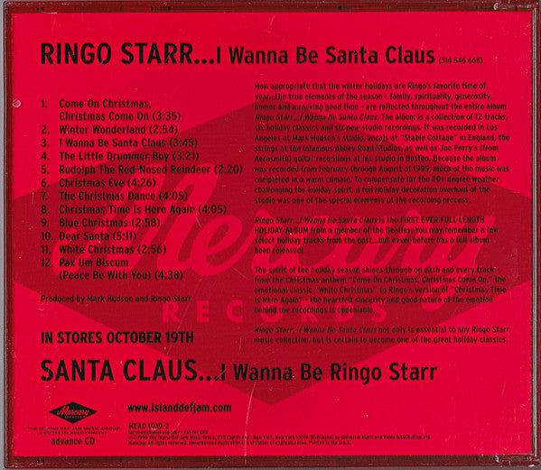 Ringo Starr : I Wanna Be Santa Claus (CD, Advance, Album, Promo)