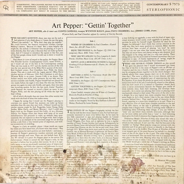 Art Pepper : Gettin' Together! (LP, Album)