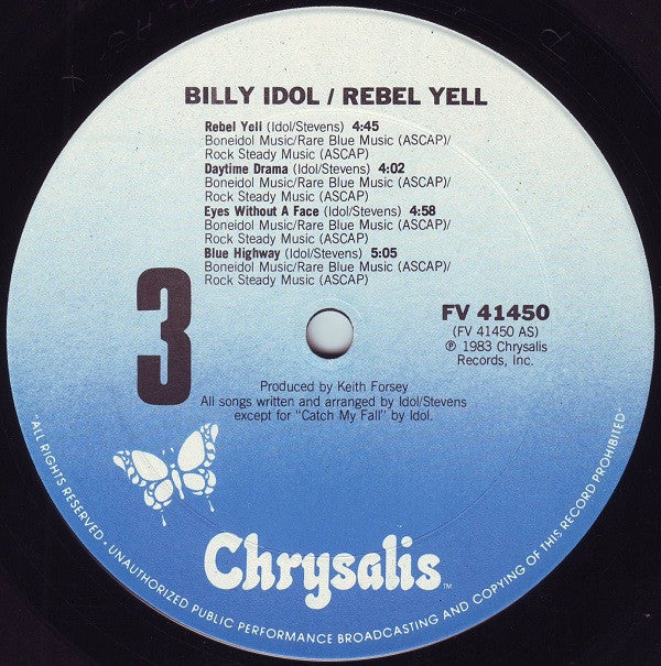 Billy Idol : Rebel Yell (LP, Album, Pit)