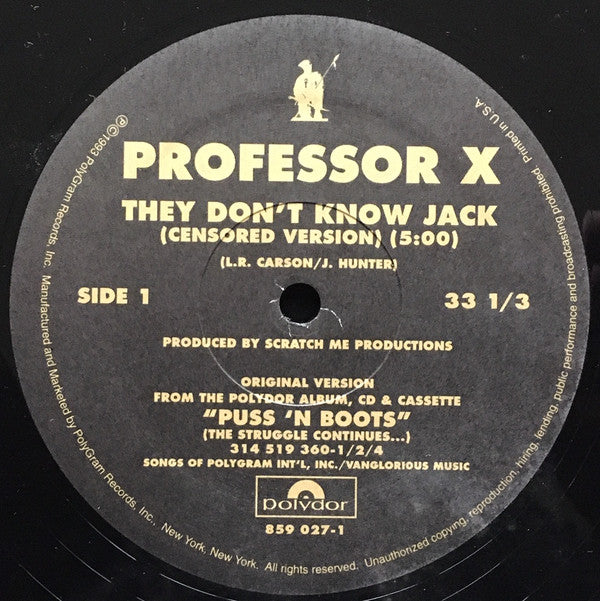 Professor X (2) : They Don't Know Jack (12")