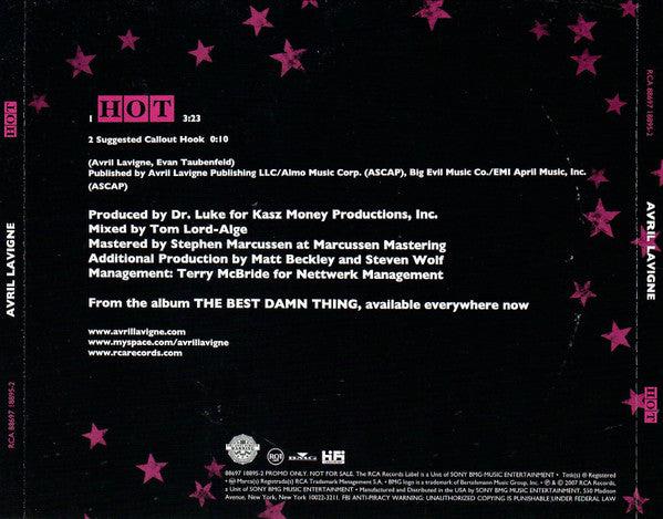 Avril Lavigne : Hot (CD, Single, Promo)